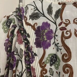 Floral Print crop style blouse with Purple and brown